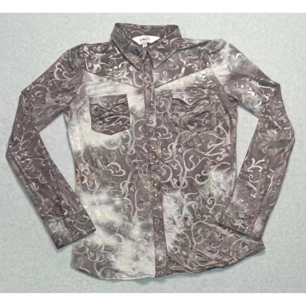 Roper Western Snap Button Up Shirt Womens Size S Purplish Grey Long Sleeve Rodeo - Picture 1 of 10